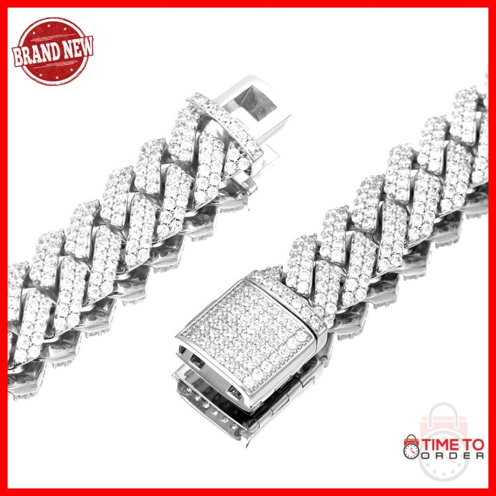 12mm Iced Out Cuban Link Chain 14K Gold Plated Hypoallergenic Necklace